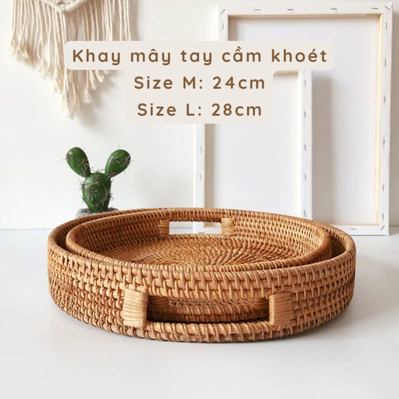 Rổ mây tròn, khay mây đựng đồ, decor trang trí mây tre đan tự nhiên | home chic corner