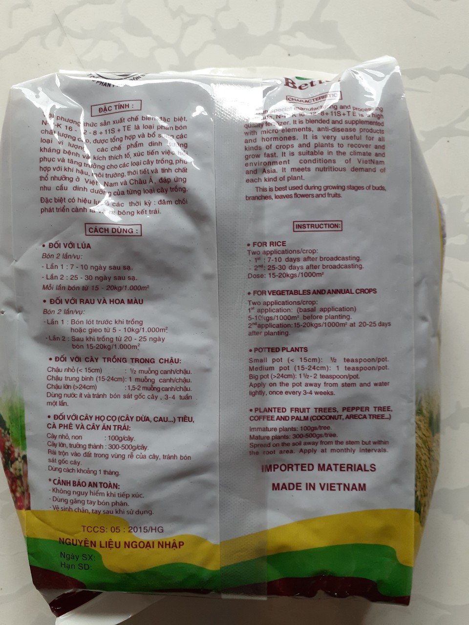 Phân bón  NPK cao cấp - Better - 16.12.8 + 11S + TE - Gói 1Kg