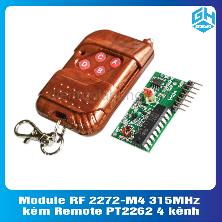 1 bộ module rf 2272-m4 kèm remote pt2262 4 kênh