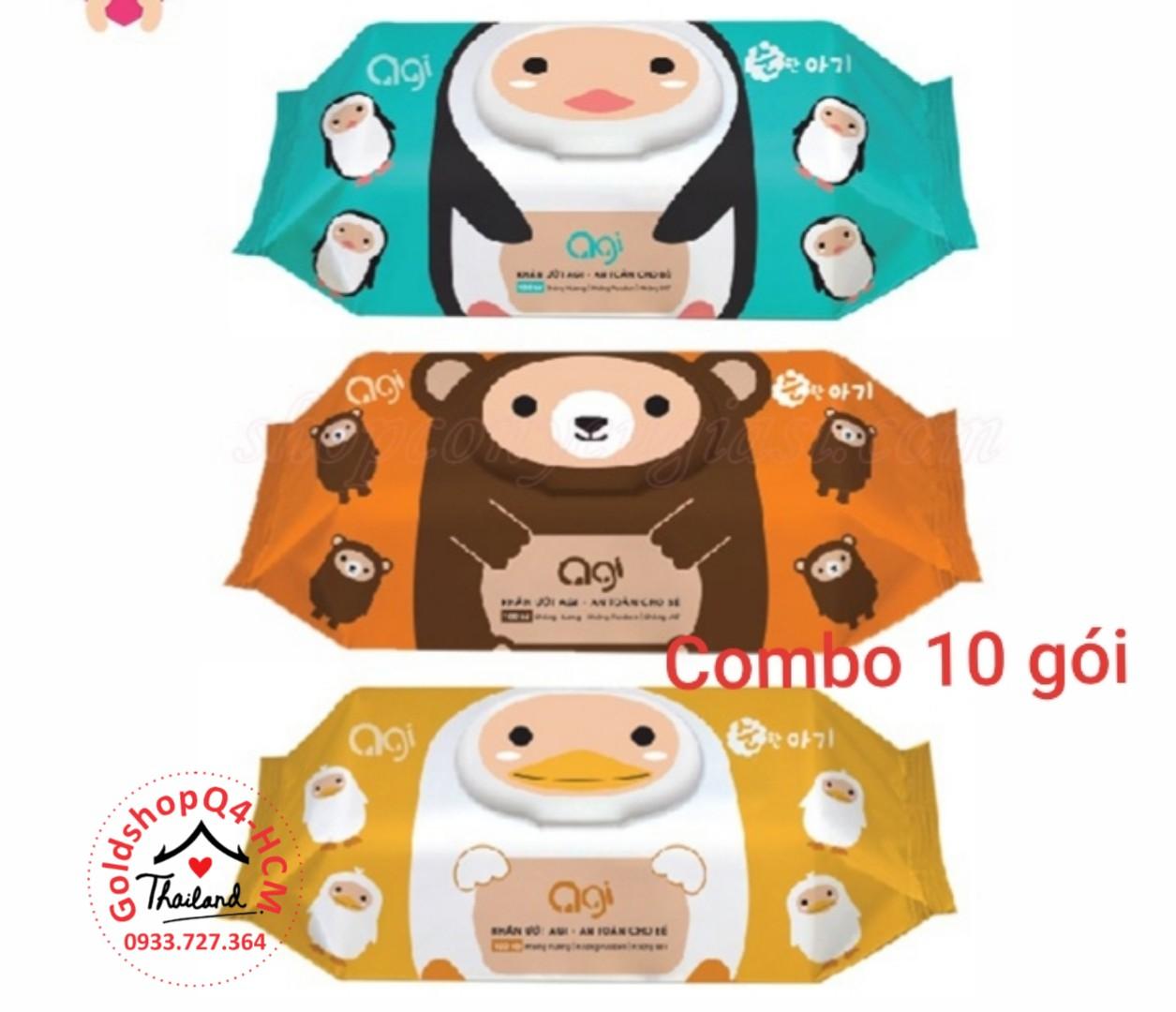 COMBO 10 GÓI KHĂN ƯỚT AGI 100 TỜ KHÔNG MÙI
