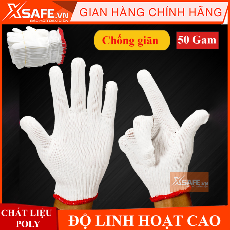 Giá bán Găng tay bảo hộ sợi poly 50g - bao tay sợi poly đa năng tăng độ bám, chống giãn, ôm tay, thao tác linh hoạt - công nghiệp, nông nghiệp, kho vận... [XSAFE]Ư [XTOOLs]