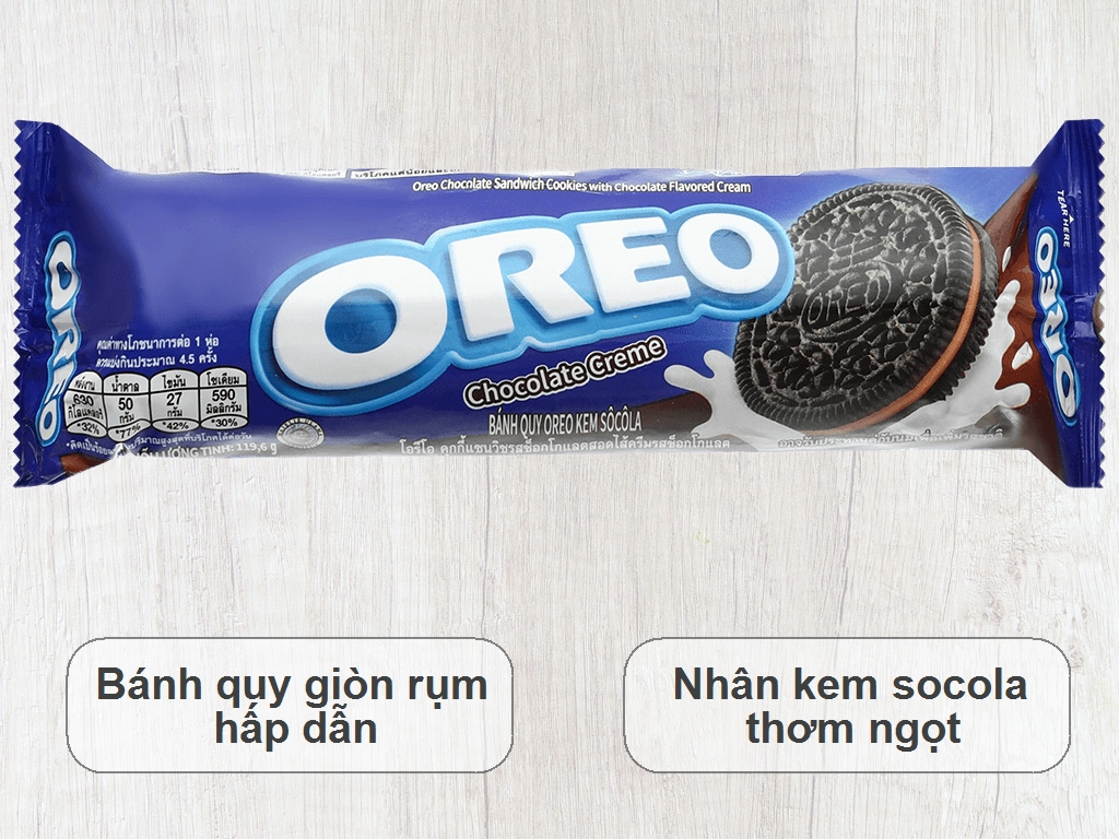 Bánh Quy Sôcôla Oreo Vị Chocolate (Cây 119.6g)