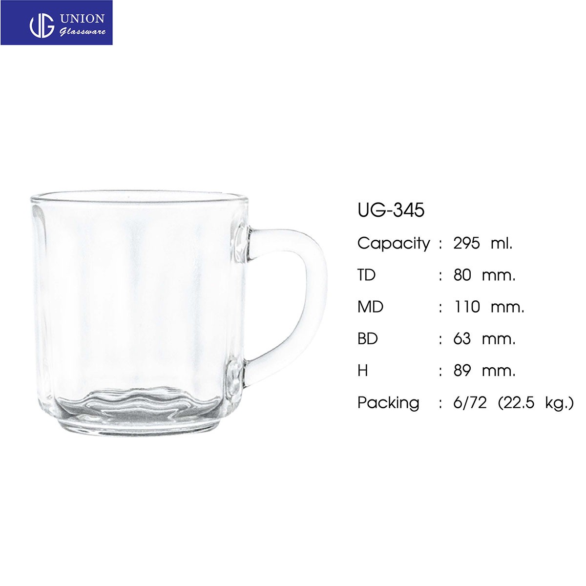 Bộ  6 Ly Quai Thủy Tinh Thái Lan 295ml UG 345