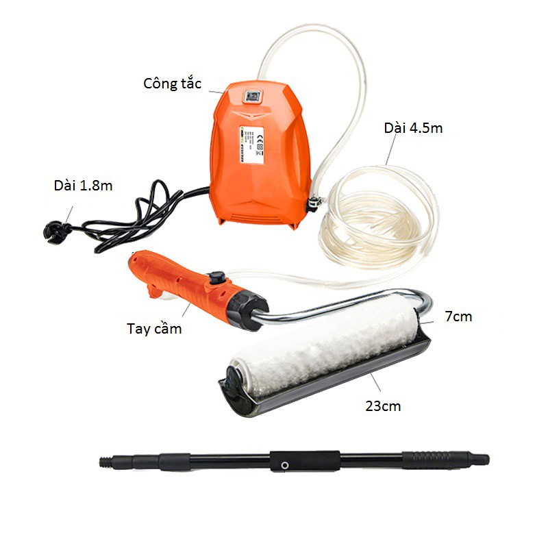 Máy lăn sơn cây nối 2.4m kèm 4 bông lăn