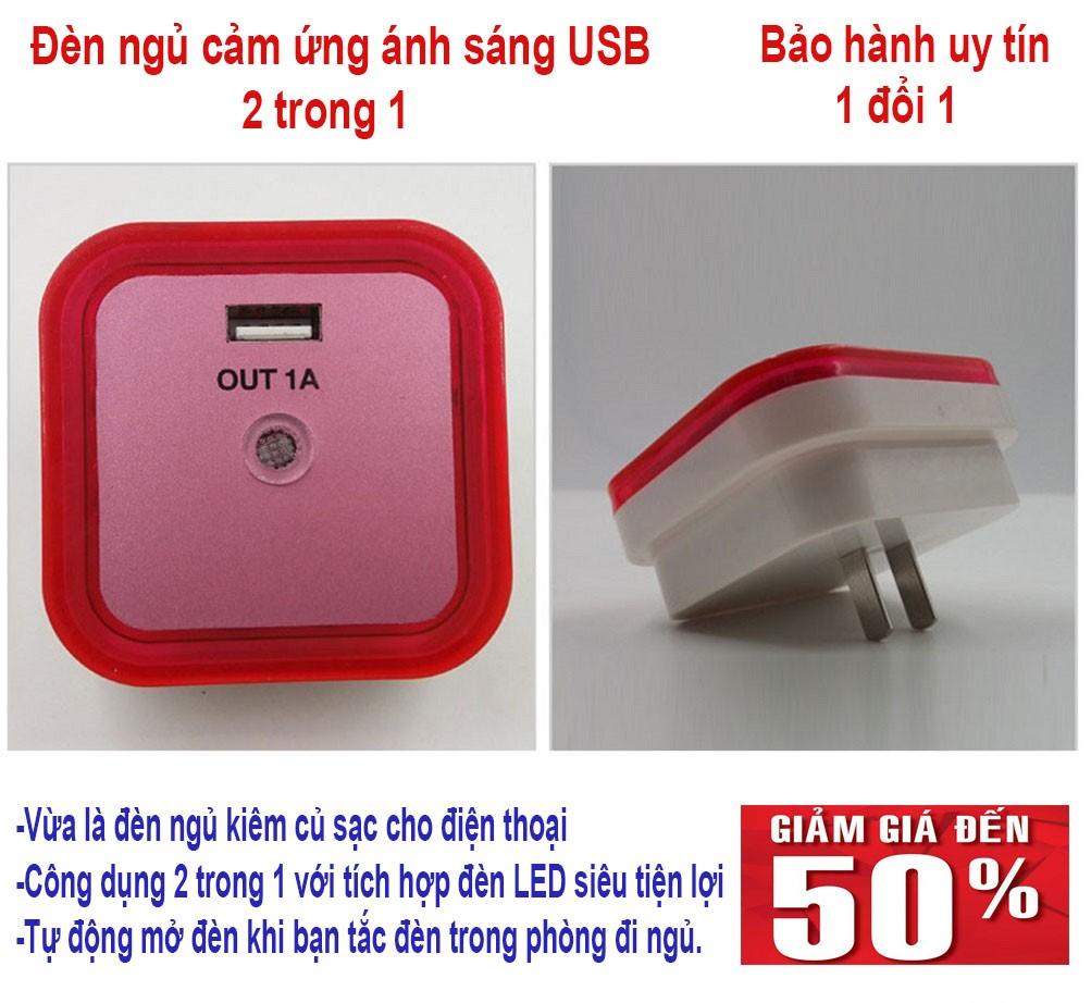 Den treo tuong phong khach - Den ngu dep Đèn ngủ cảm ứng ánh sáng USB 2 trong 1 hàng hiệu cao cấp , nhỏ gọn, tiện lợi, giá rẻ, hấp dẫn  - BH  1 ĐỔI 1.