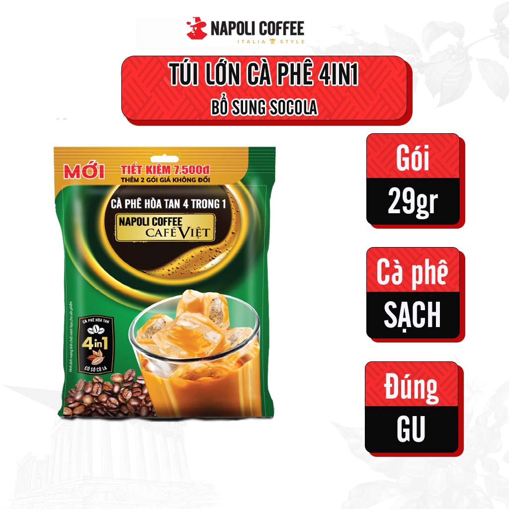 CÀ PHÊ HÒA TAN NAPOLI COFFEE CAFE ĐÁ/ SỮA THƠM NGON ĐẬM VỊ