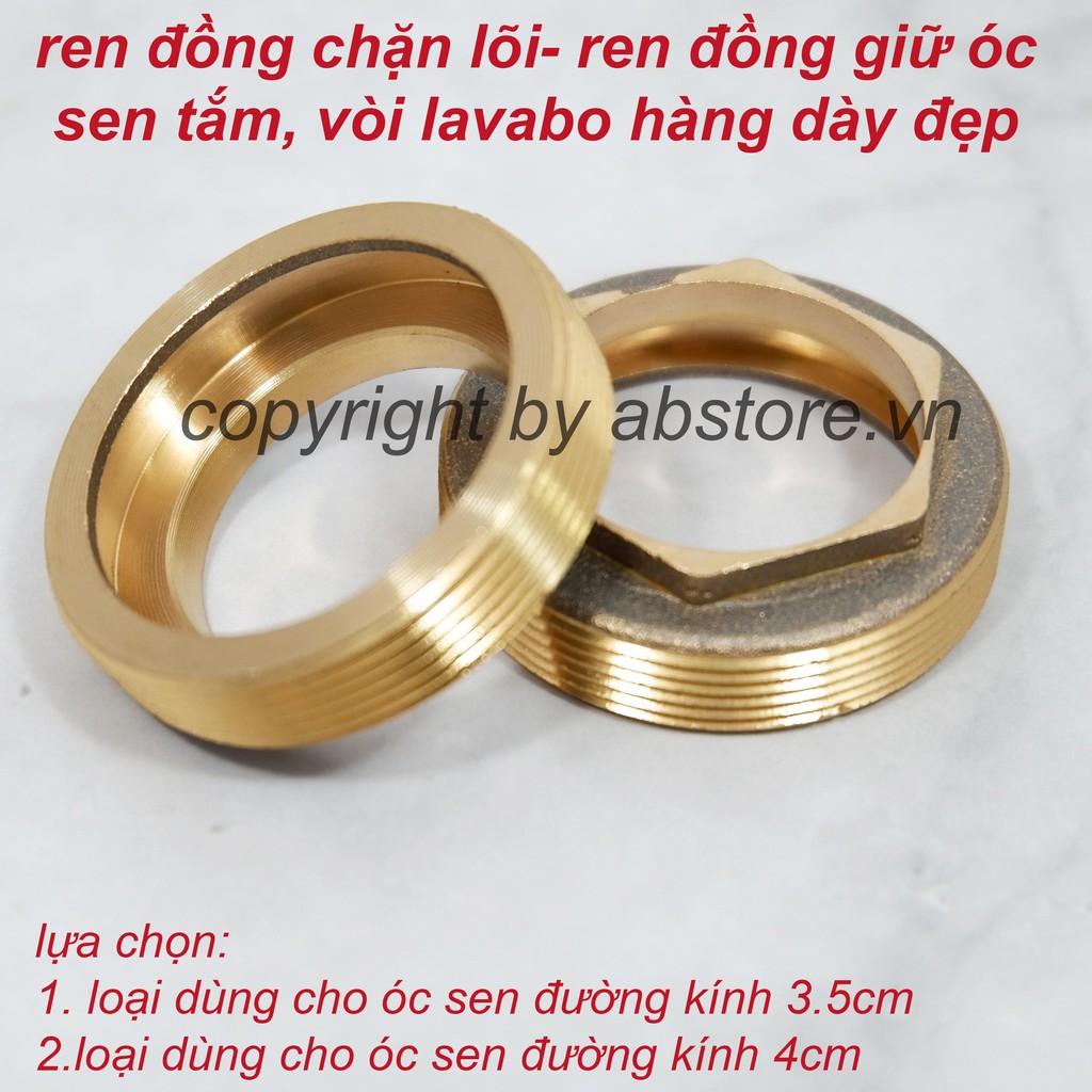 1 Cái Ốc Đai Đồng Hãm Giữ Lõi Óc Sen Vòi Tắm, Vòi Lavabo Gật Gù Nóng Lạnh Đường Kính 35Mm, 40Mm ( Ren Đồng Chặn Lõi Sen )