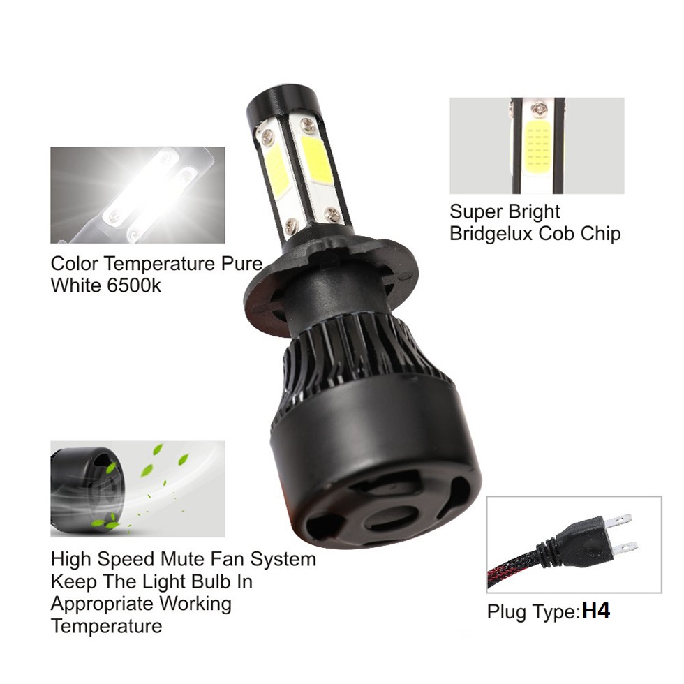 Đèn pha led h4 bóng đèn pha ô tô xe máy s2 8000lm 6500k cho phạm vi chiếu sáng 9v đến 36v 200m