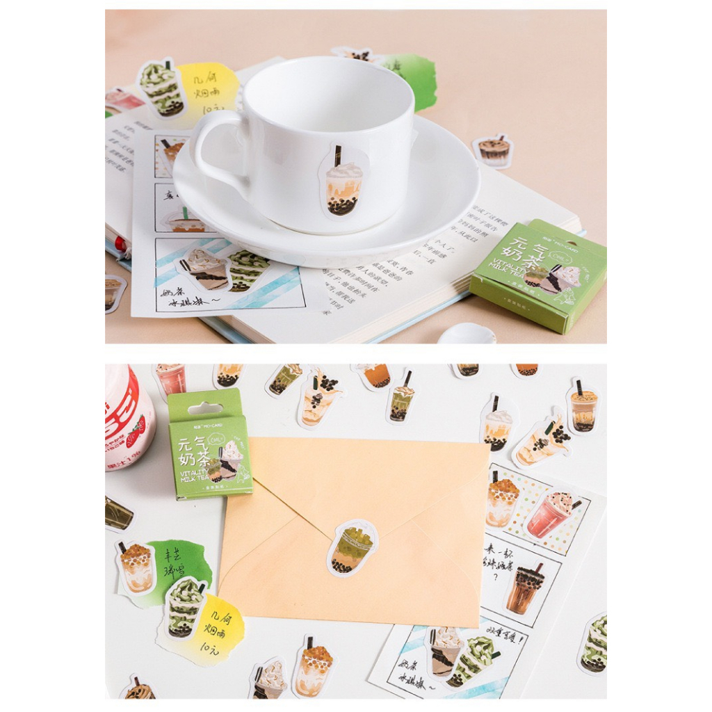 Bộ sticker/ Hình dán Hình Ly Trà Sữa Trân Châu Độc Đáo (45 Hình)