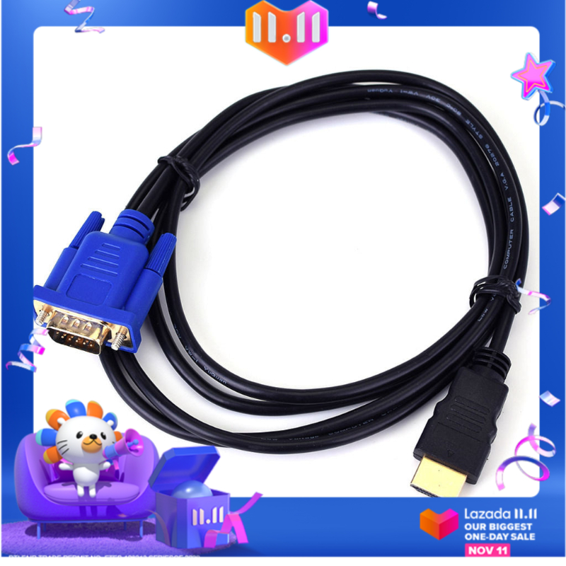 1.8M HDMI to VGA Cable HD 1080P HDMI Male to VGA Male Video Converter Adapter for PC Laptop