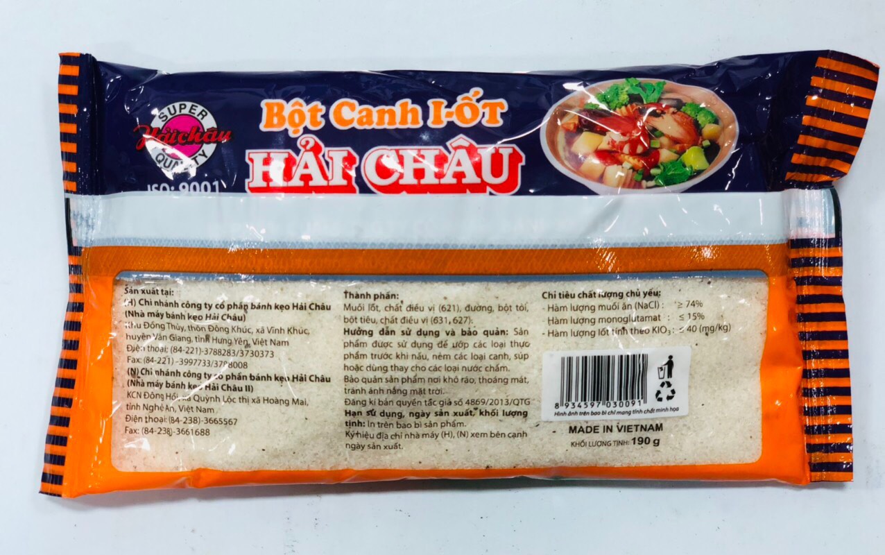 COMBO 05 GÓI bột canh iot Hải Châu (5gói x 190gr)