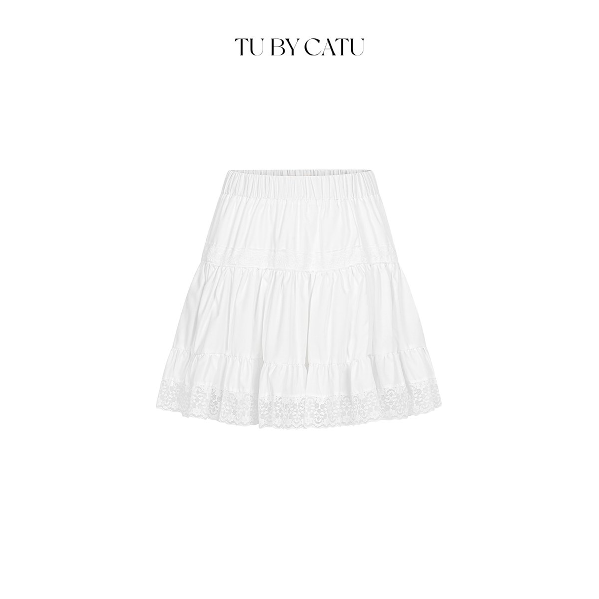 TUBYCATU | Áo ren tròn trắng/ chân váy trắng xoè phối ren