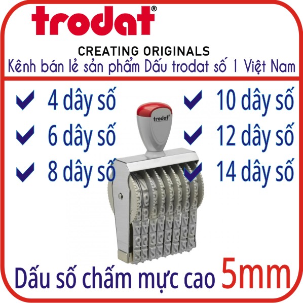 Dấu số tự xoay chấm mực, số cao 5mm ( Trodat)