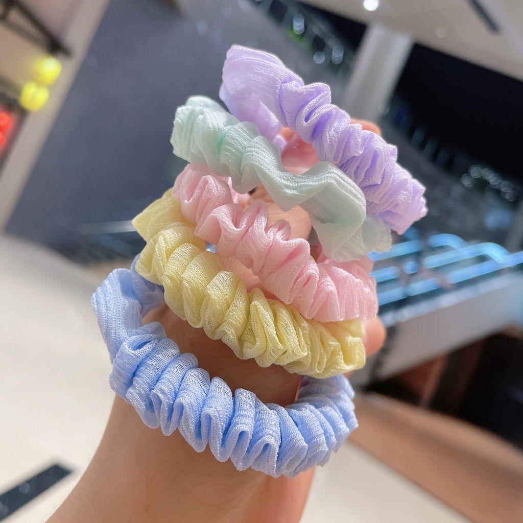 Dây buộc tóc co giãn tốt màu pastel đáng yêu