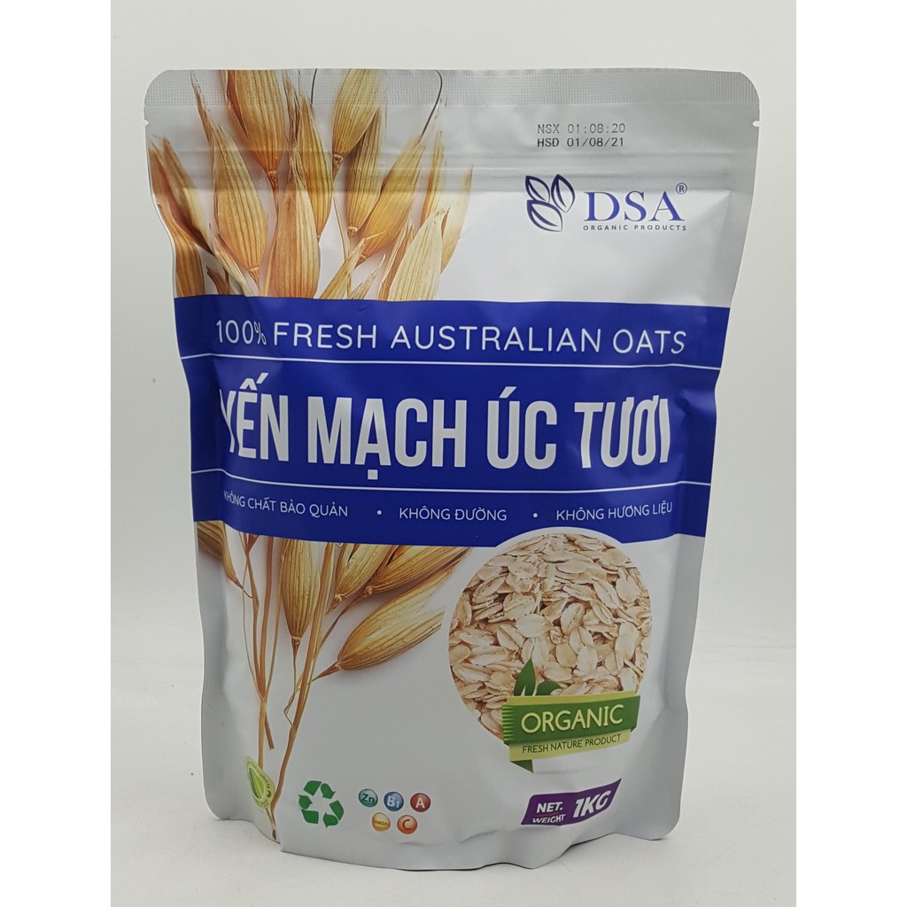 YẾN MẠCH ÚC TƯƠI 1KG CÁN MỎNG, NGUYÊN HẠT
