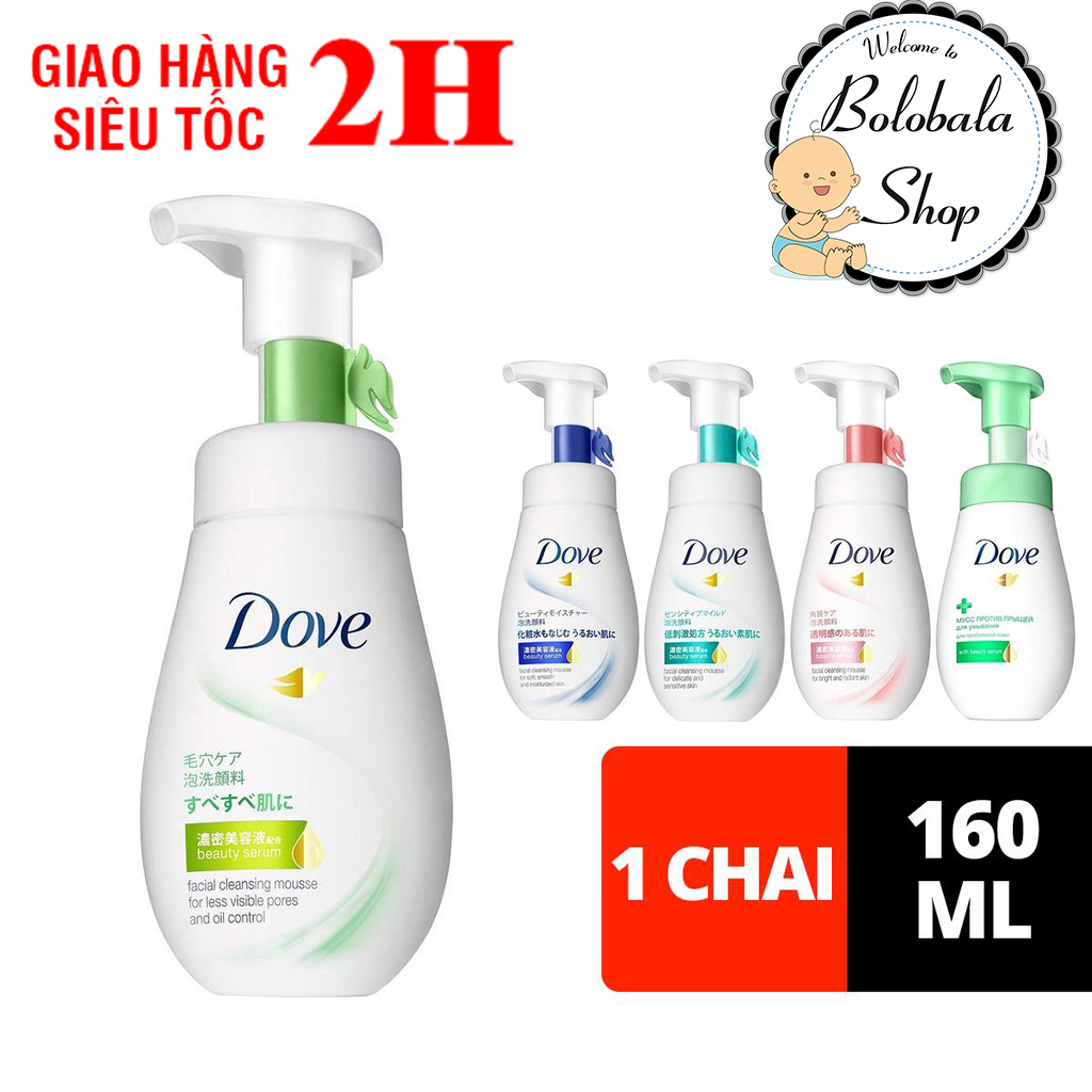 Mousse rửa mặt bọt mịn Dove serum sạch sâu chai 160ml Sữa rửa mặt dạng bọt