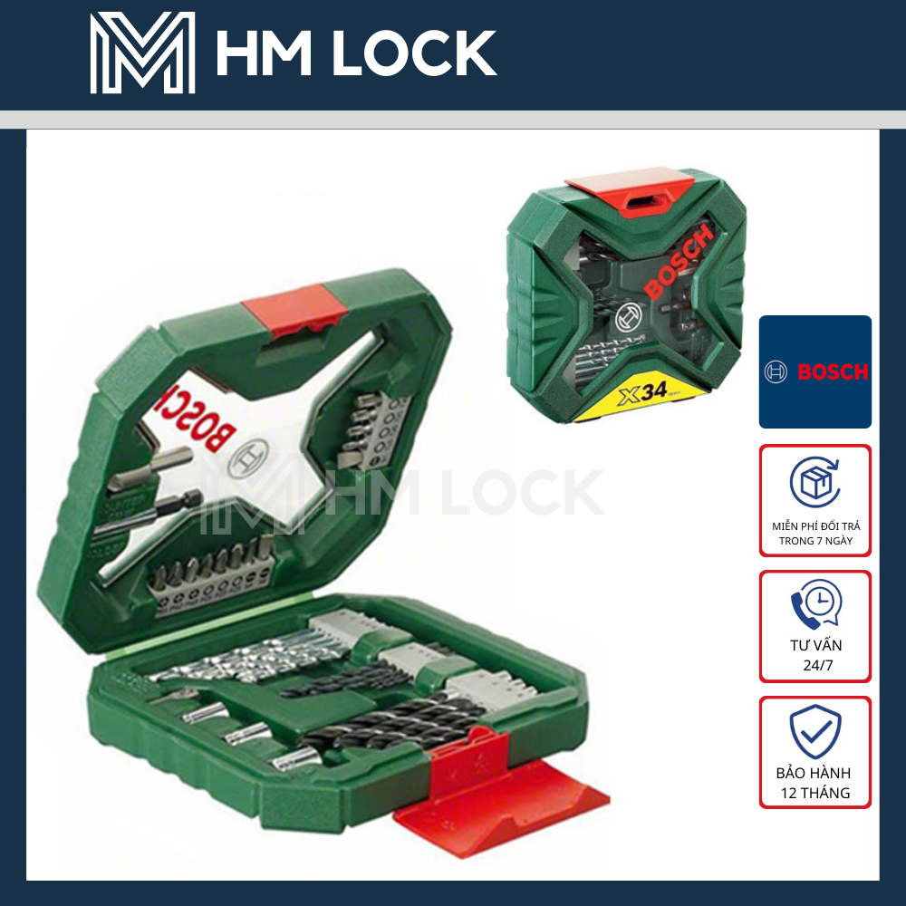 Bộ mũi khoan vặn vít 34 món bosch x-line - hàng chính hãng - 2607010608