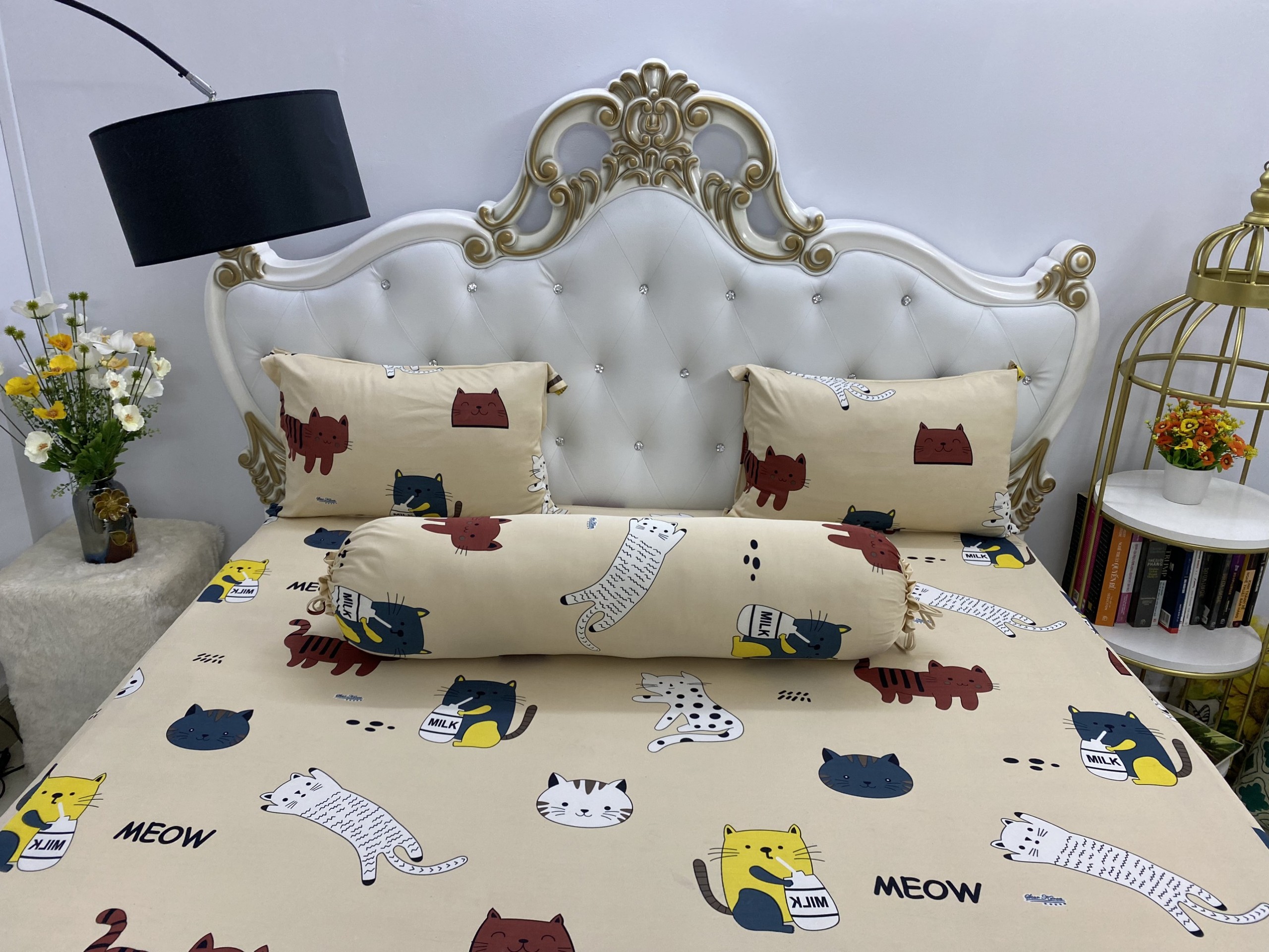 Bộ Drap Thun Hàn Quốc mát lạnh { 4 món } drap và 3 áo gối