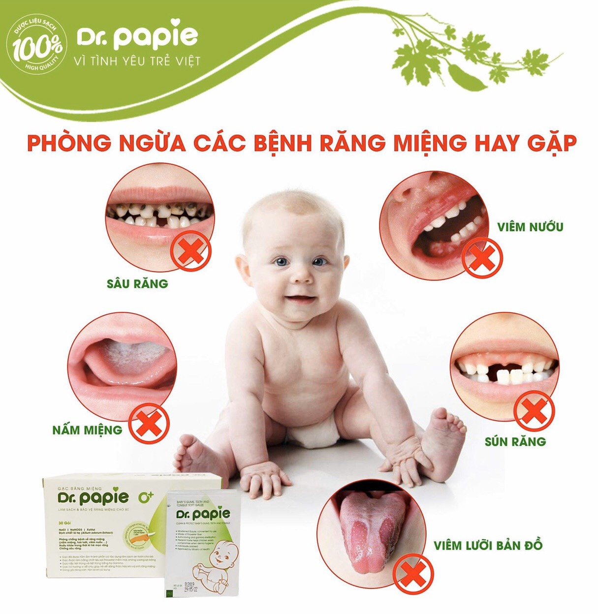 [DATE T08/27]Gạc Rơ Lưỡi Vệ Sinh Răng Miệng Cho Bé Dr Papie