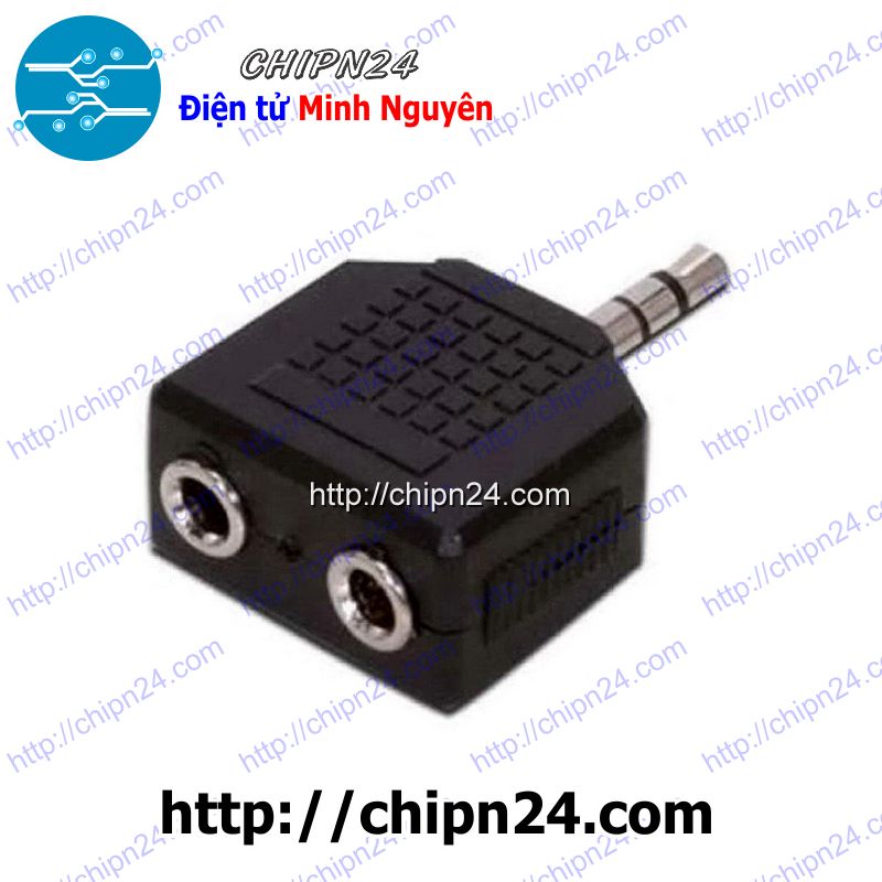 Đầu chia jack audio 3.5mm đen 1 ngõ ra 2
