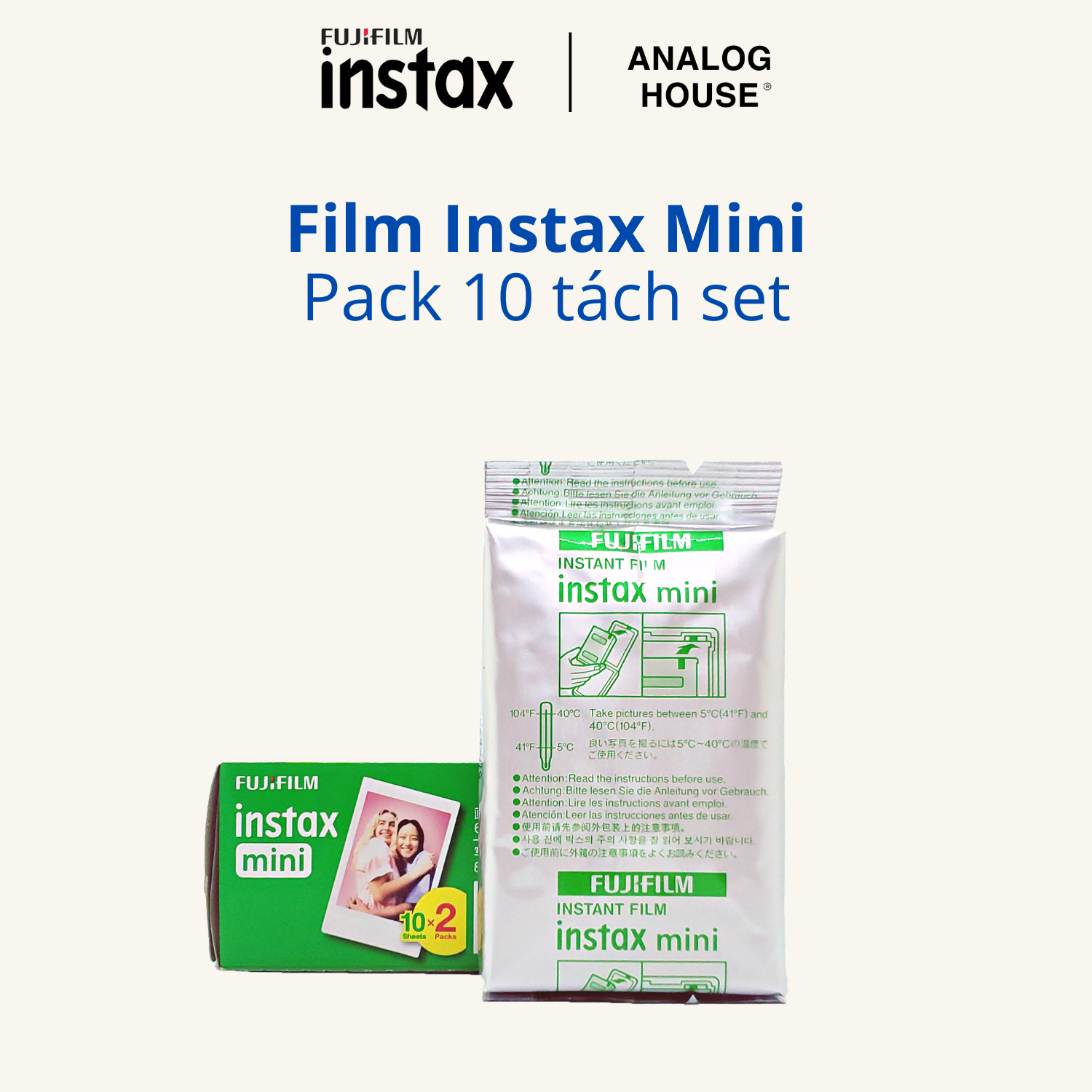 Film Instax Mini FUJIFILM - Viền trắng - Date xa 2024-2025 - Giấy in ảnh cho máy chụp lấy liền Fujifilm Instax Mini