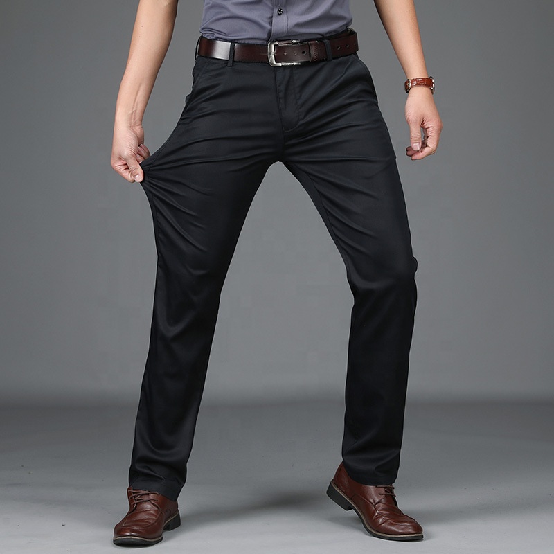 Men's khaki long pants with cool thick fabric cool loose form pants mc store
