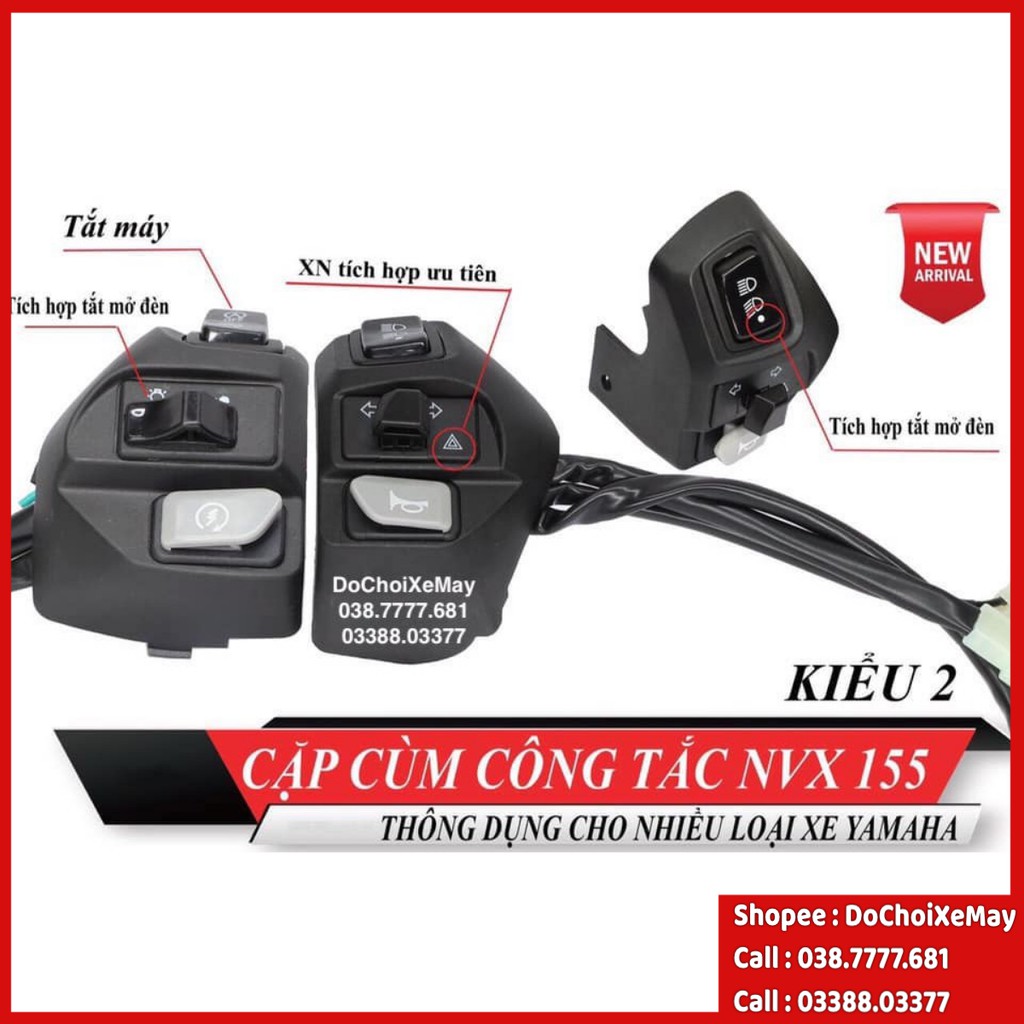 [HCM]Cùm Công Tắc Nvx 2 Bên Full Chức Năng Hazzard Ưu Tiên Gắn Exciter 135 Sirius Jupiter Nouvo