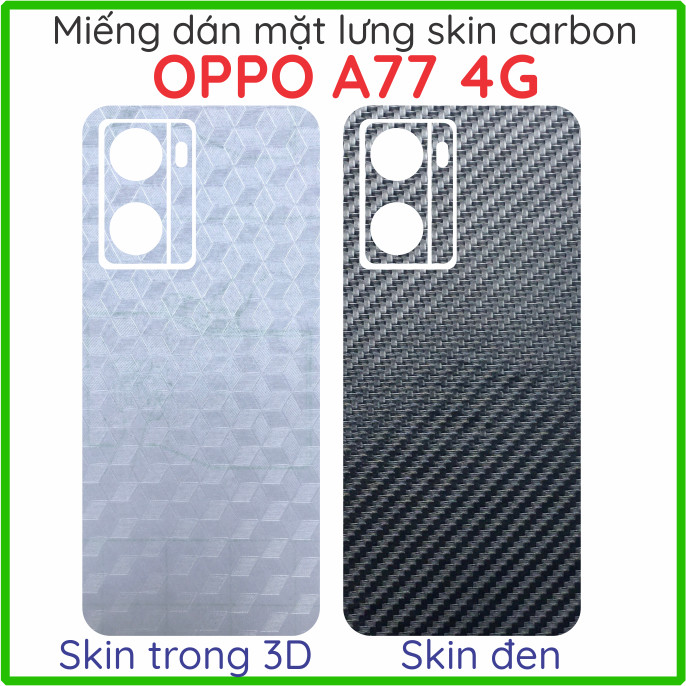 Miếng dán mặt lưng skin carbon Oppo A57 2022 (4G/5G) / A77 (4G 5G)/ A77s