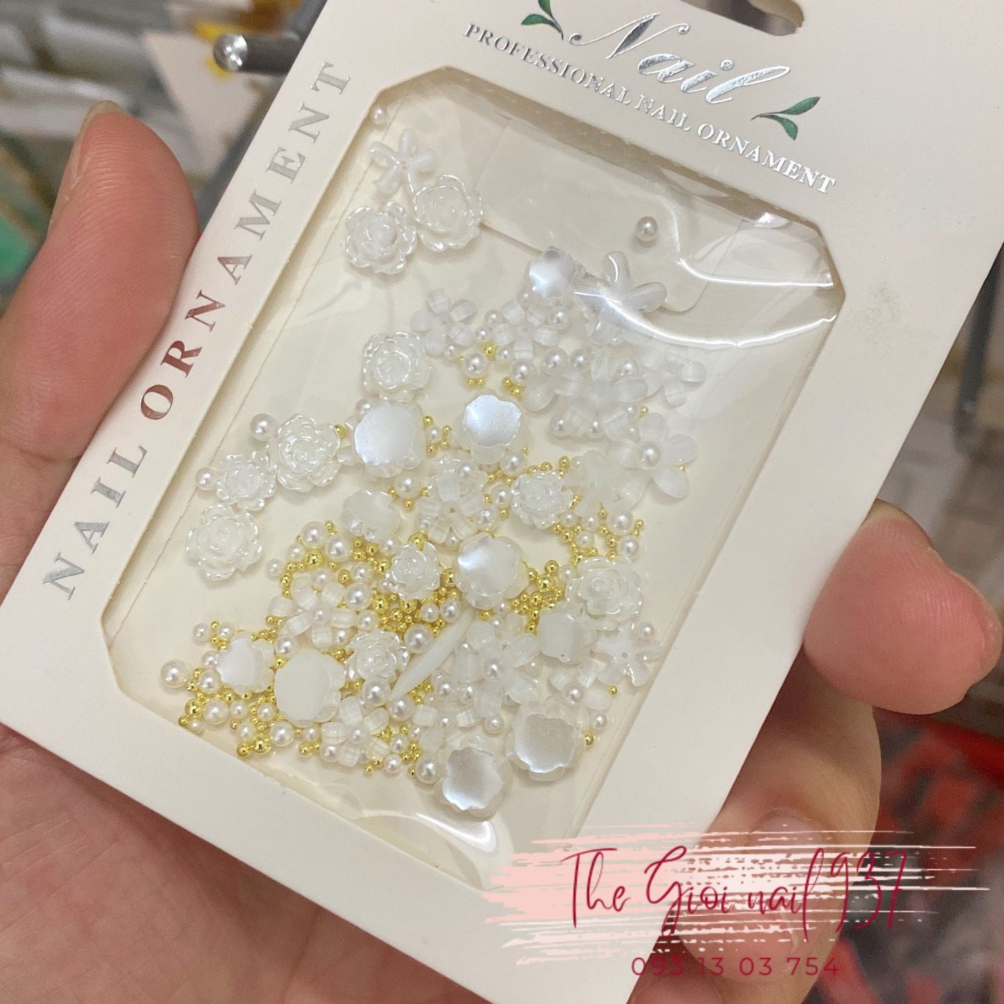 Charm Hoa hồng trắng đính móng - Trang Trí Nail