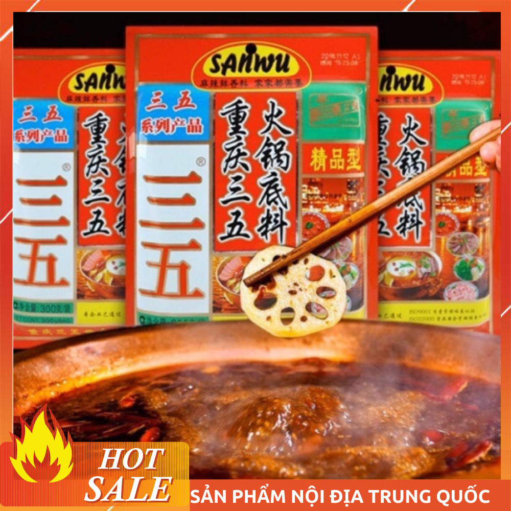 Gói lẩu cay tứ xuyên SANWU - gia vị lẩu hoàn chỉnh chuẩn tàu