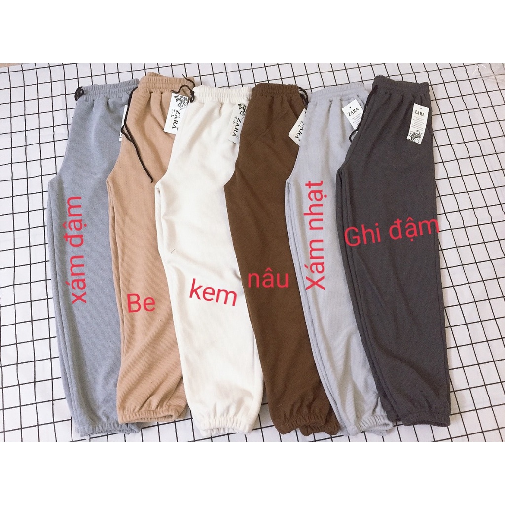 Quần jogger nữ dài bo gấu chất len tăm