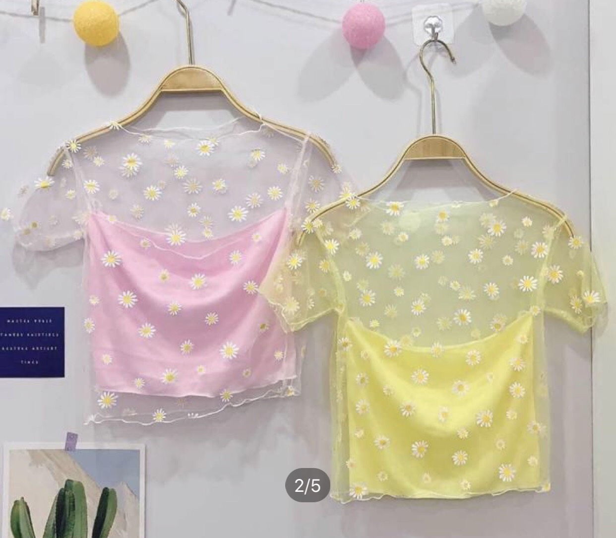 Áo croptop lưới hoa cúc nữ siêu dễ thương nữ tính