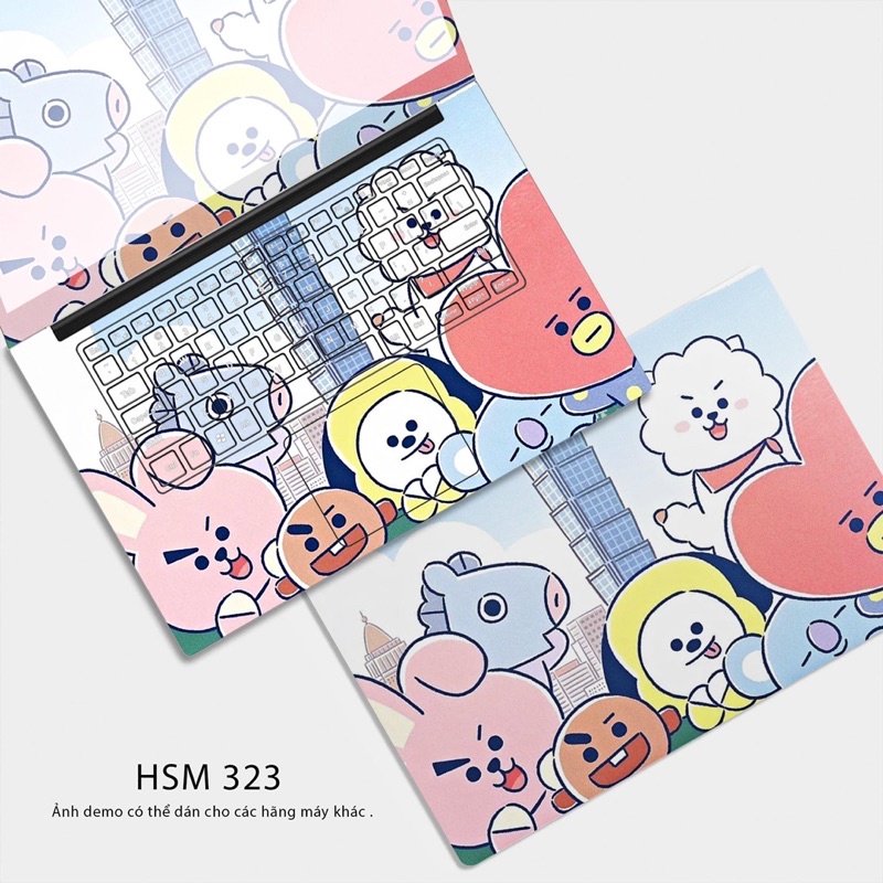 Miếng dán skin laptop chủ đề bt21 - skin dán bảo vệ laptop cắt sẵn theo từng model máy