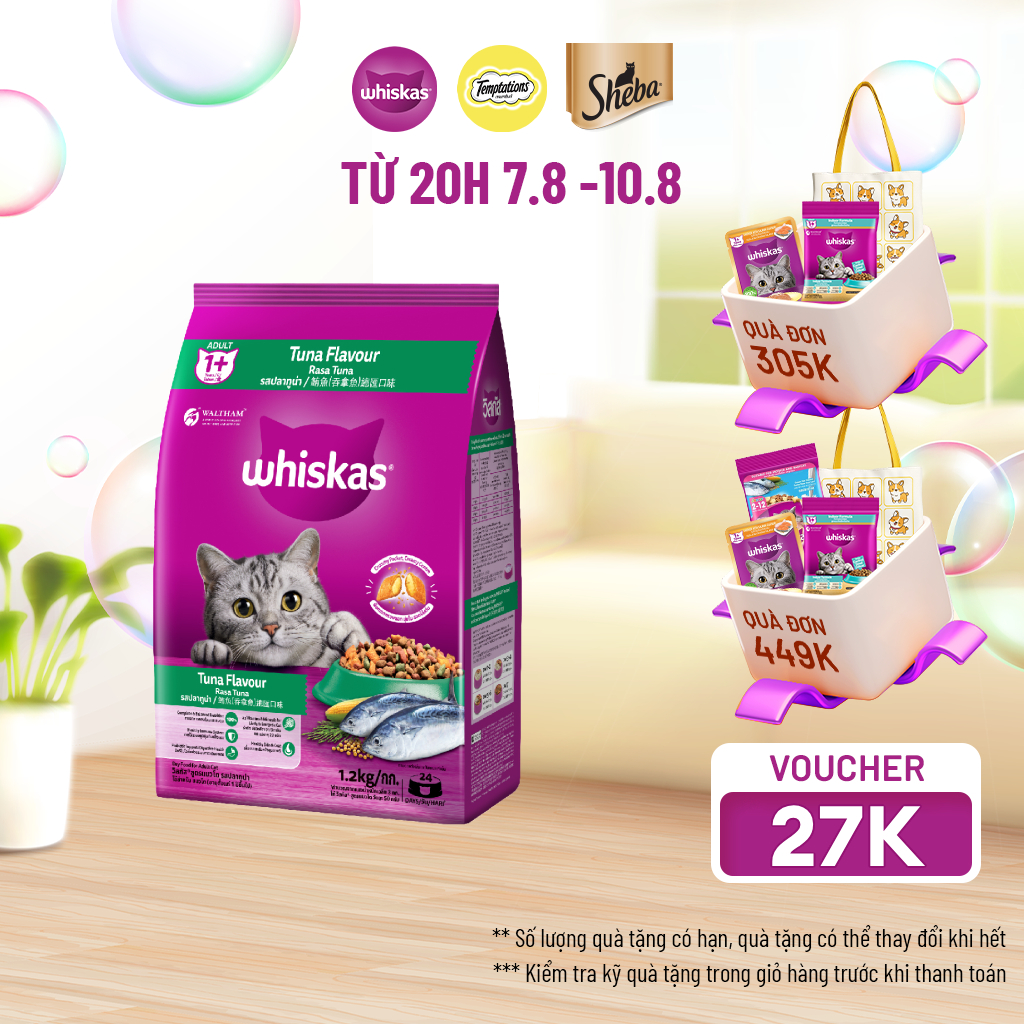 Thức ăn mèo Whiskas túi 1.2kg