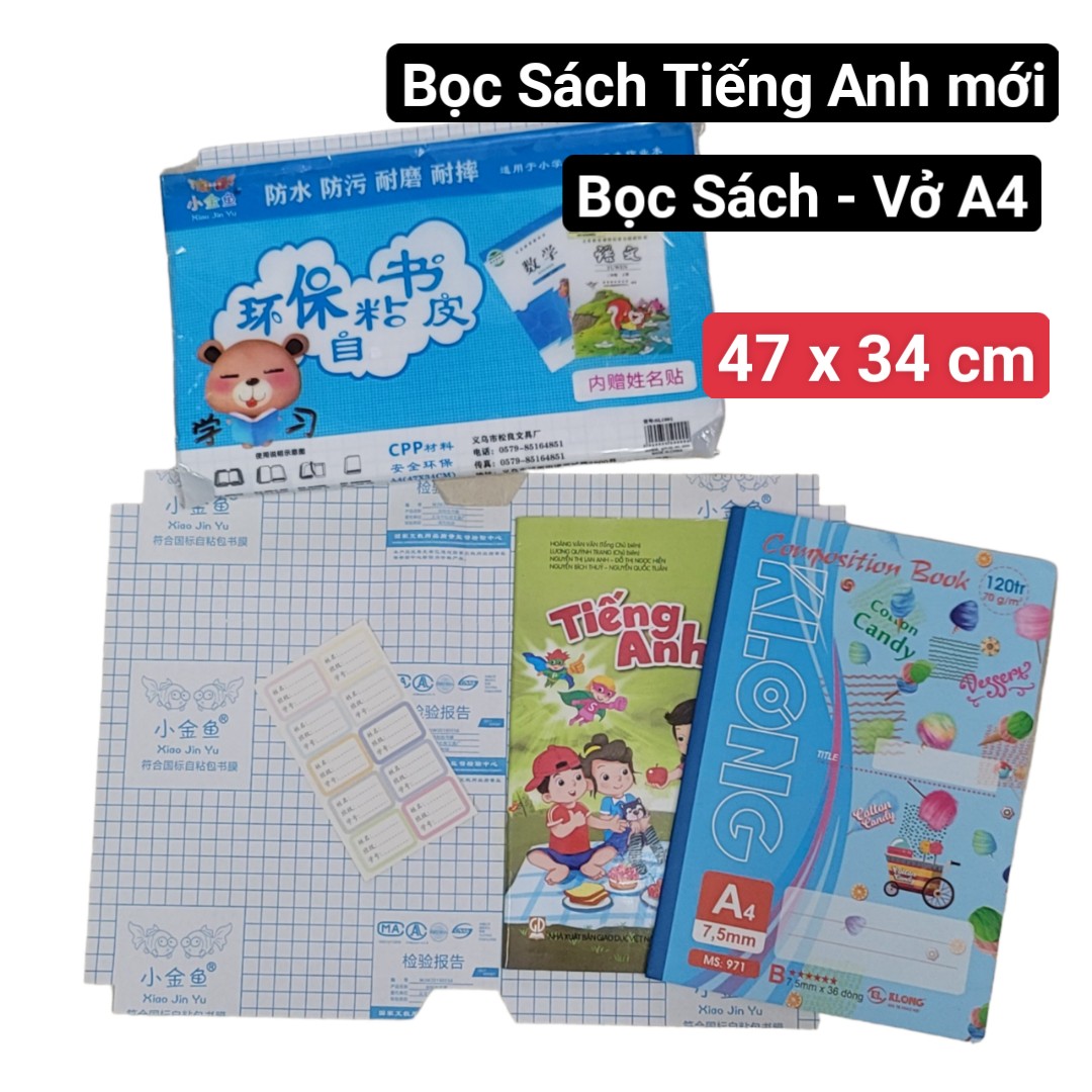 Decal Bọc Vở - Sách giáo khoa (cải cách, A4, B5, sách tiếng anh, sách giáo khoa Chương trình cũ) (10 bọc/túi)