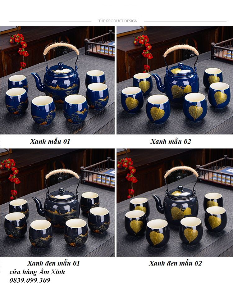 Bộ ấm chén sứ pha trà đạo (đầy đủ như hình)