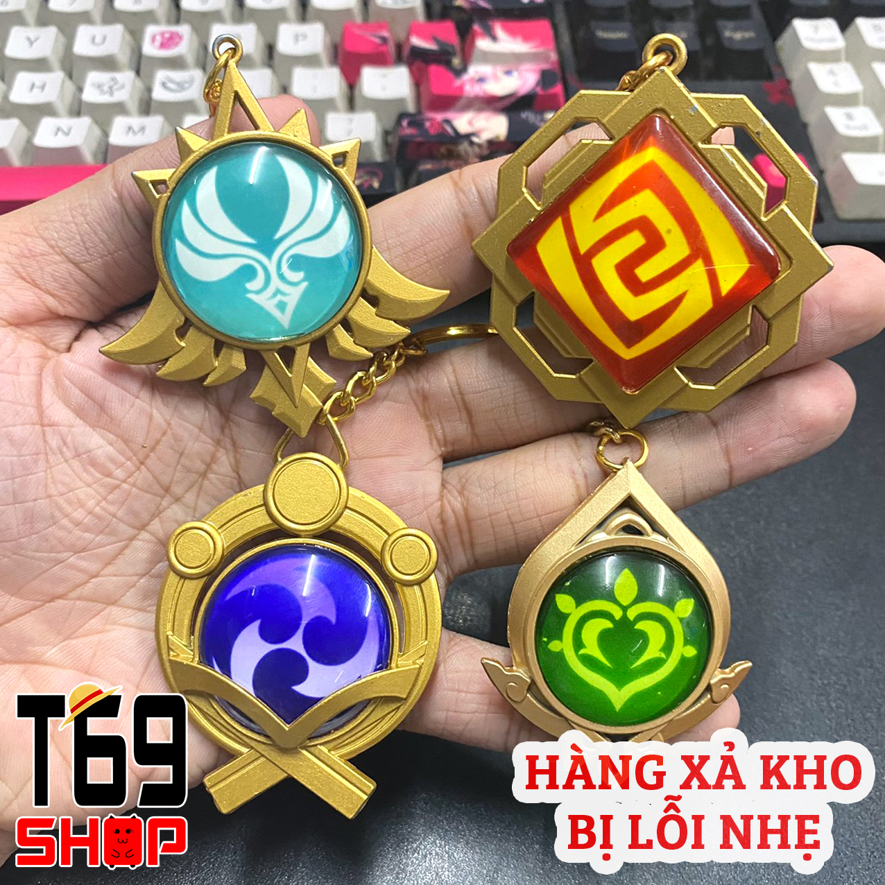 Móc khóa kim loại Nguyên tố Vision game Genshin Impact