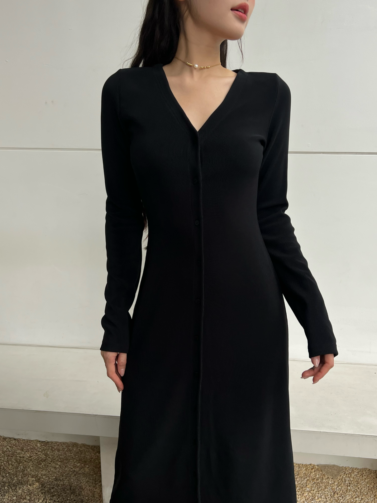 DOTTIE - Đầm thun ôm dáng dài nữ DOTTIE - Đen - D0184