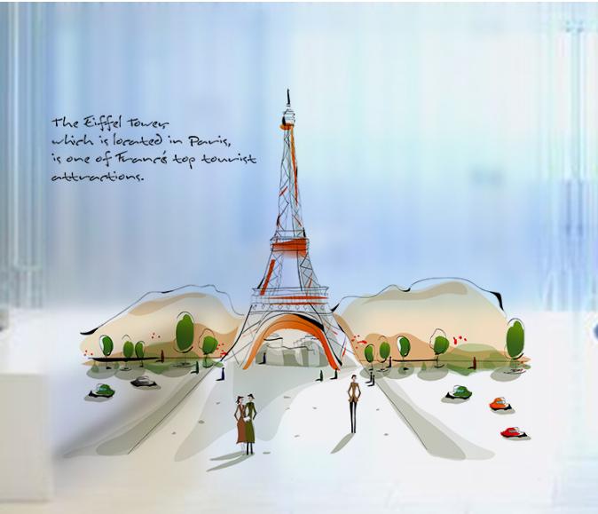 Decal dán kính cao cấp - tháp lớn paris -dk7066