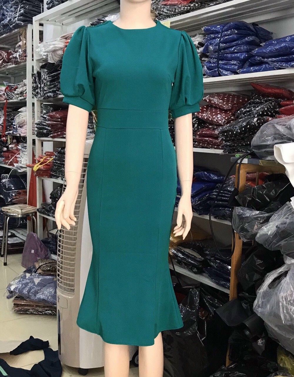 Đầm ôm body đuôi cá tay phồng cao cấp