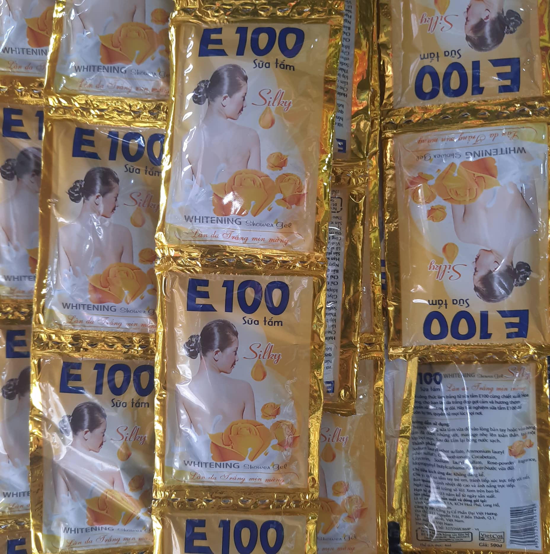 dây sữa tắm e100 vàng 12 gói