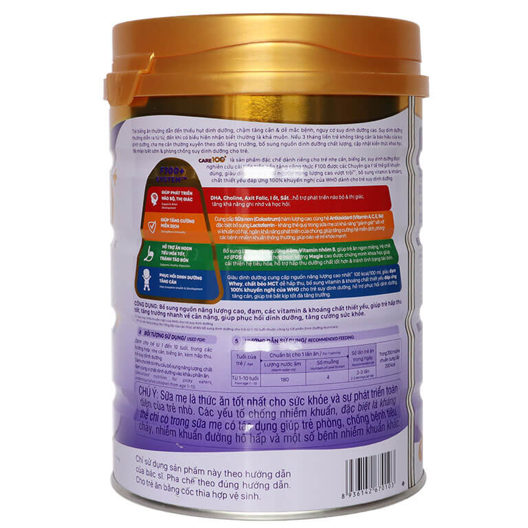 Sữa CARE 100+ 900G (trẻ từ 1-10 tuổi)