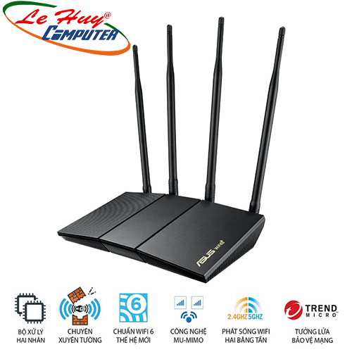 Bộ phát wifi 6 Asus RT-AX1800HP v2 MU-MIMO AX1800Mbps (Xuyên tường) _Router WiFi có thể mở rộng