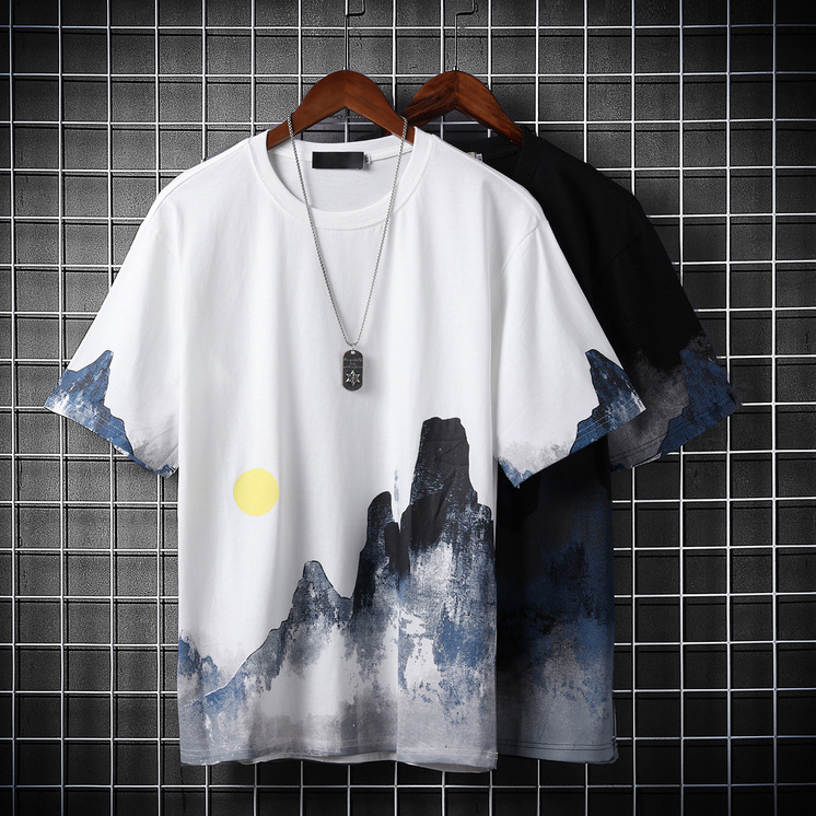 [ Voucher Giảm 50% ] Combo Áo Thun Đôi Nam Nữ Dáng Rộng Họa Tiết Trăng Trên Núi Phong Cách Hàn Quốc Trẻ Trung Cá Tính Shiny Sunday 2MEN TOP 125