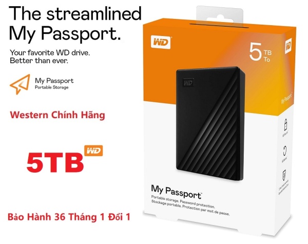 Bảng giá Ổ Cứng Di Động WD My Passport 5TB 2.5 inch USB 3.2 10Gb/s - Mới Siêu Mỏng Bảo hành 36 tháng 1 đổi 1 Phong Vũ
