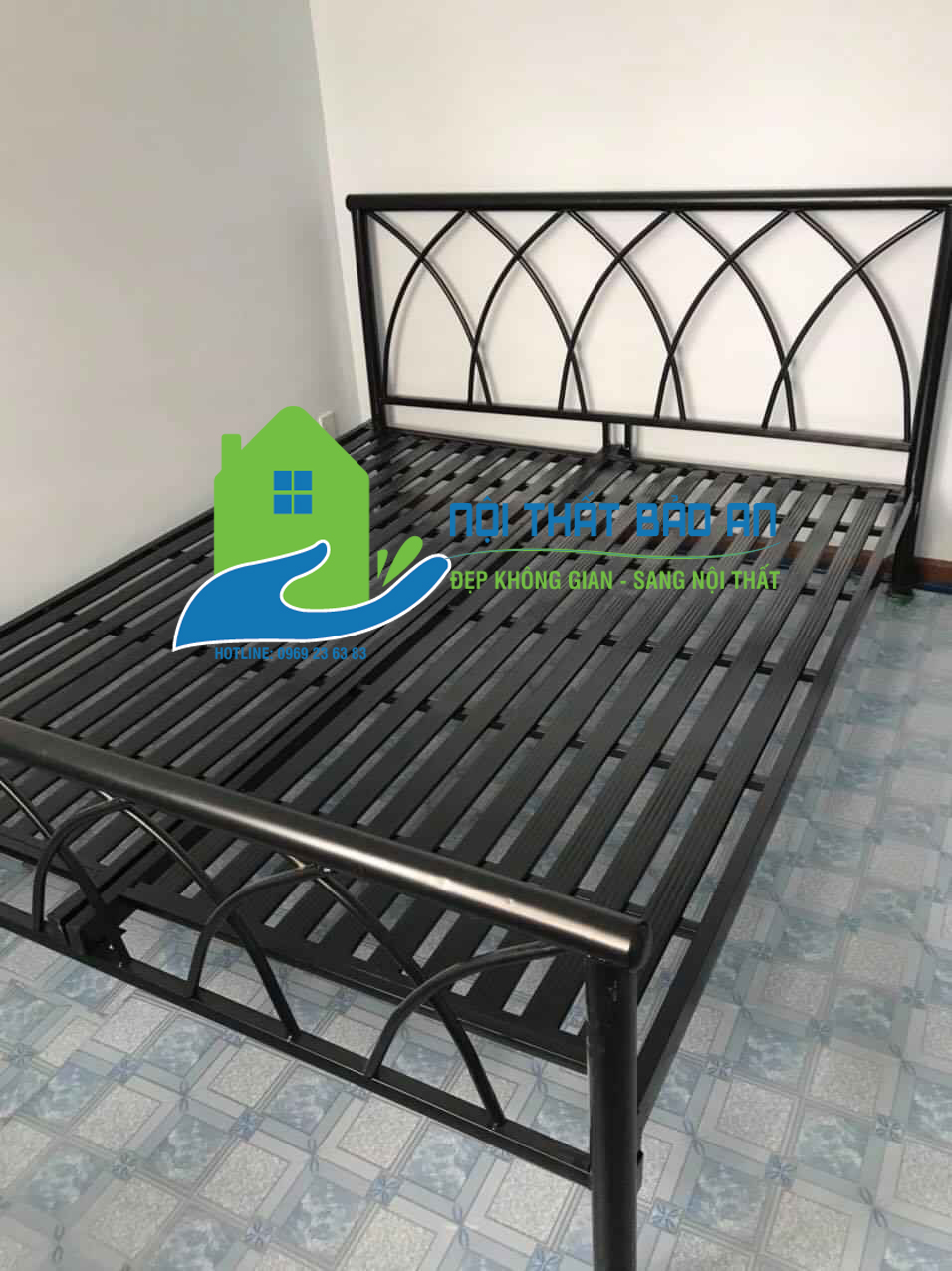 [HCM] Giường sắt kiểu gỗ cao cấp 160×200
