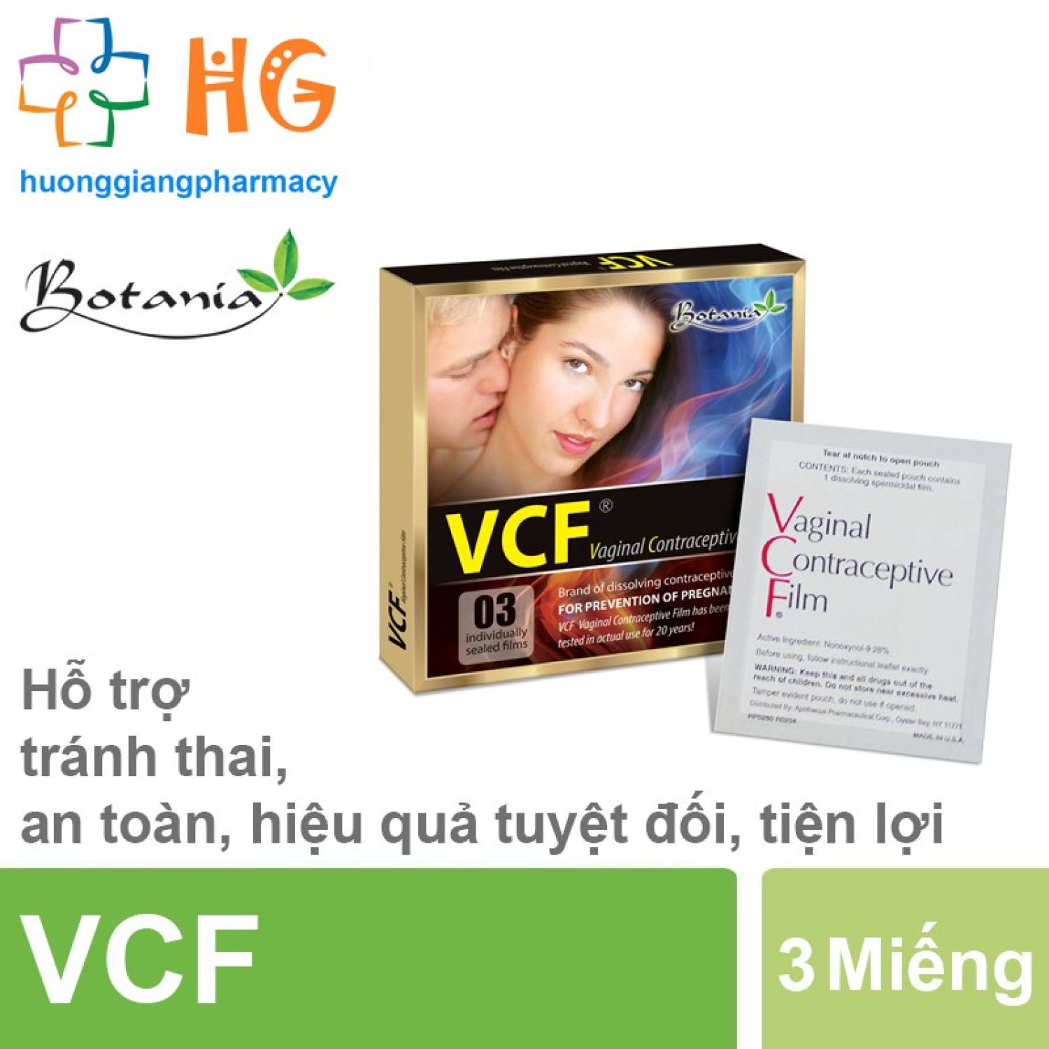 Màng phim tránh thai VCF (Hộp 3 cái)