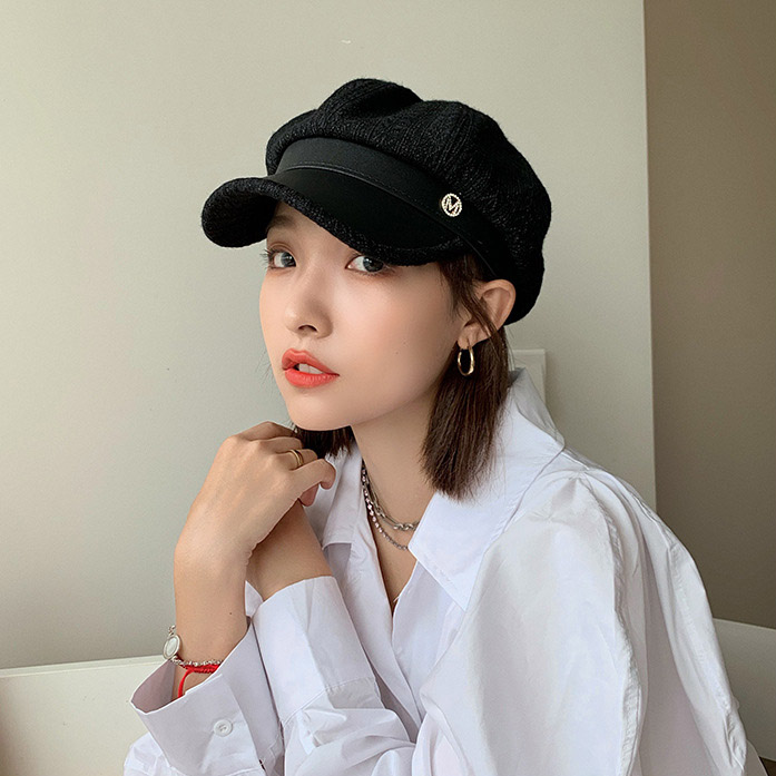 Mũ Nồi Mũ Len Phối Da Khuy Chữ M - 100style