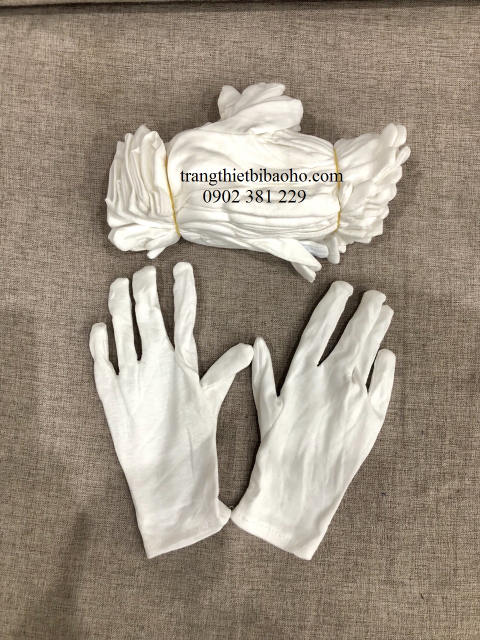 Găng tay vải cotton poly trắng (10 đôi)