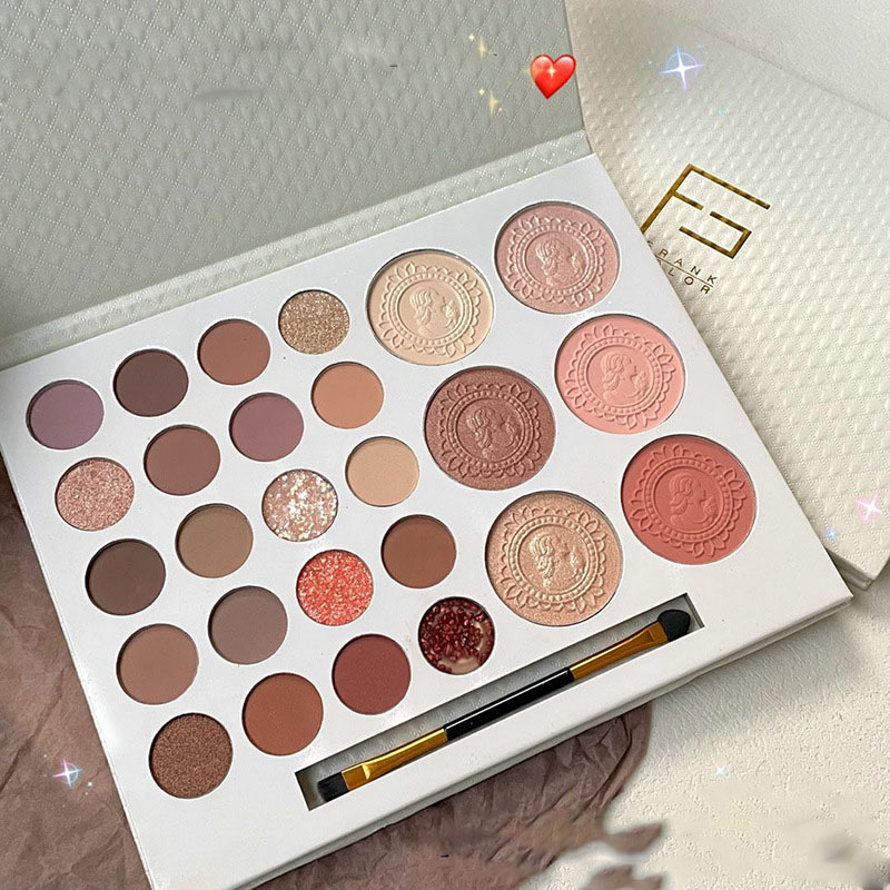 Phấn mắt 26 ô Frank Color kèm cọ full box, Bảng phấn mắt nội địa trung lên màu cực chuẩn 26 ô Frank Color